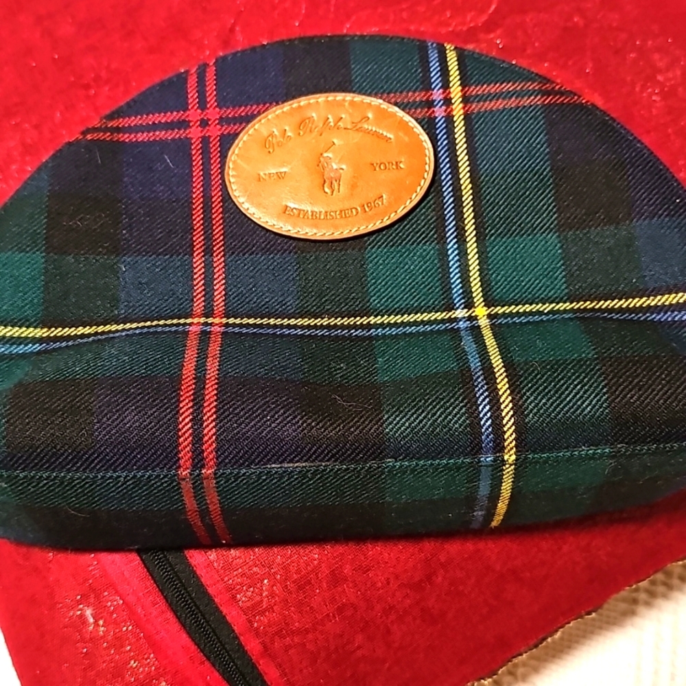 Polo by Ralph Lauren Green and Red Tartan Cosmetic Bag
